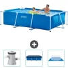 Clearance Intex rektangulär ram swimmingpool - 260 x 160 x 65 cm - Blå - ingår Tillbehör CB76 Pooler