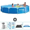 Intex Round Frame Simbassäng - 366 x 76 cm - Blå - Inklusive Tillbehör - CB91