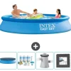 Intex Rund Uppblåsbar Easy Set Pool - 305 x 61 cm - Blå - Ingår Tillbehör CB3 Pooler