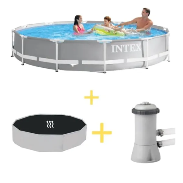 Intex swimmingpool - Prisma ram - 366 x 76 cm - Inklusive solsegel- och filterpump Pooler