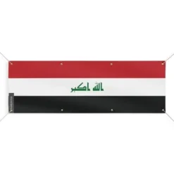 Irak flaggbanner - PIXELFORMA - 70x210 cm - Slitstark polyester - 8 förstärkta öglor