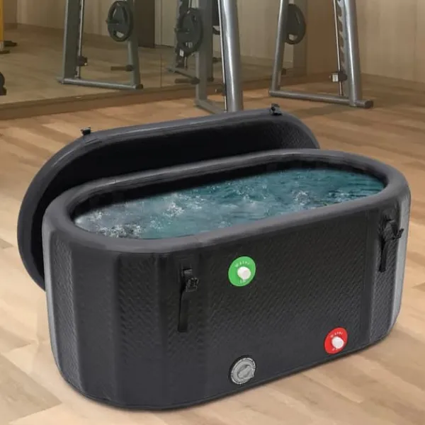 Outlet Isbad & kallbadkar - Uppblåsbar portabel badbalja - 132×70×54 cm - Med isolerat lock - 275 l - För vuxna - Plast - Svart Spa & Utomhusbad