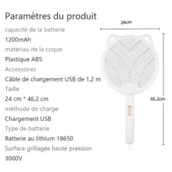 Katt, hopfällbar elektrisk myggsvamp, myggdödarlampa, 2 i 1, vit