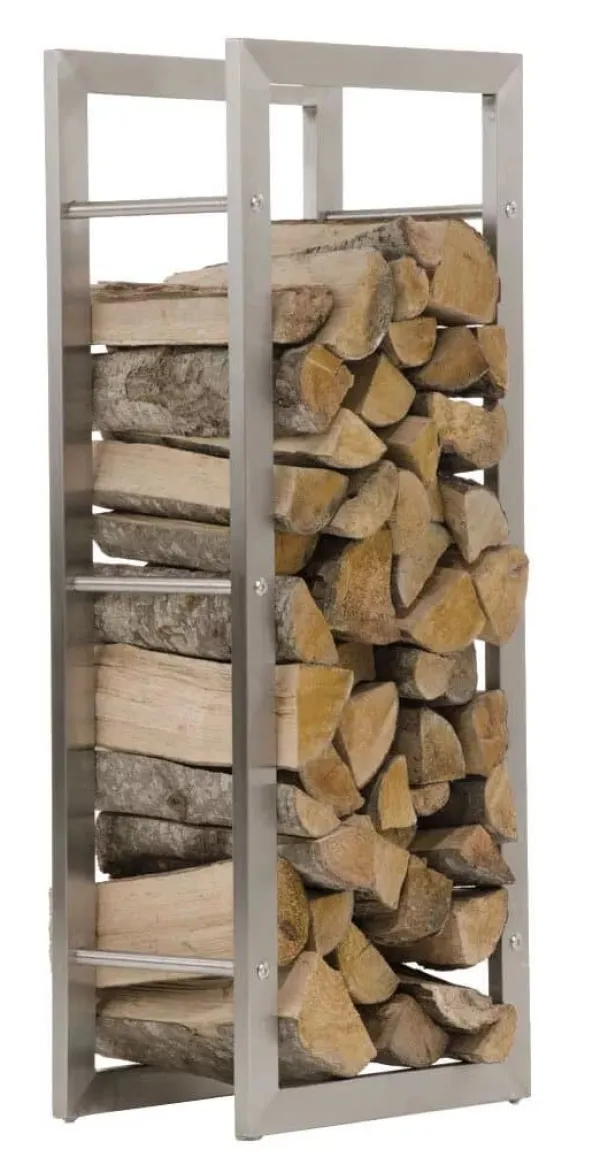 Sale Keri Handcrafted Stainless Steel Firewood Rack Indoor, 25x60x100 cm Tillbehör Till Vedeldade Kaminer & Öppna Spisar