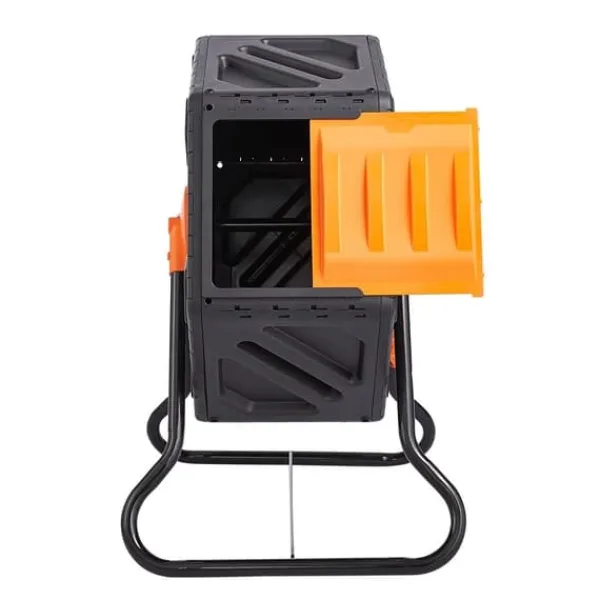 Kompostbehållare 18,5-Gal, kompakt roterande kammare med stålram, BPA-fri för trädgård och kök.