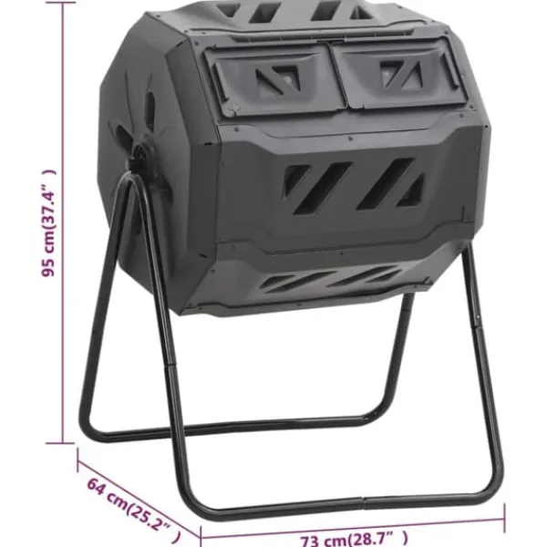 Kompostlåda för trädgården svart 73x64x95 cm 160 L - Kompostbehållare - Kompostlåda - Home & Living