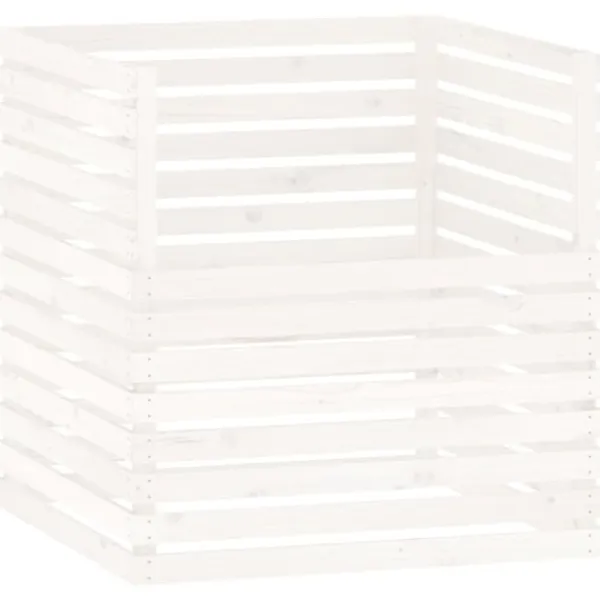 vidaXL Kompostlåda vit 100x100x102 cm massiv furu