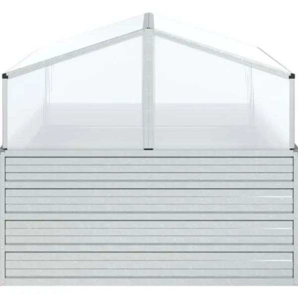 Discount Krukor & odlingslådor - Living Upphöjd odlingslåda med växthus 100x100x85 cm silver Växthus