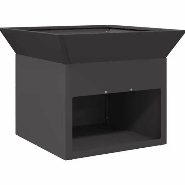 Kubisk eldstad i stål för utomhusbruk | Färg: Svart | Storlek: 50x50x40 cm