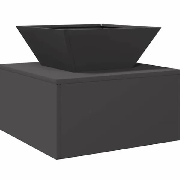 Kubisk eldstad i stål för utomhusbruk – Industristil | Färg: Svart | Storlek: 50x50x40 cm