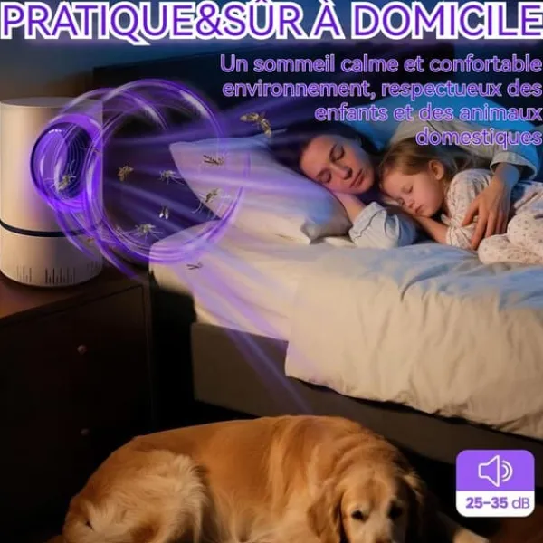 Lampa mot mygg LUNAVO UV Insektsfälla med inbyggd ventilation USB lågt ljud för sovrum vardagsrum 368nm fysikläge