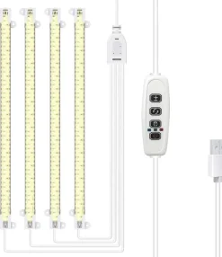 Online LED Plant Grow lights - Fullspektrum LED-ljus med Timerfunktion för inomhusodling, 4st LED-Lister, 33cm Kit För Växt- & Örtplantering