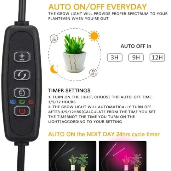 LED Växtbelysning – Dubbel Full Spektrum Växtlampa med Klämma