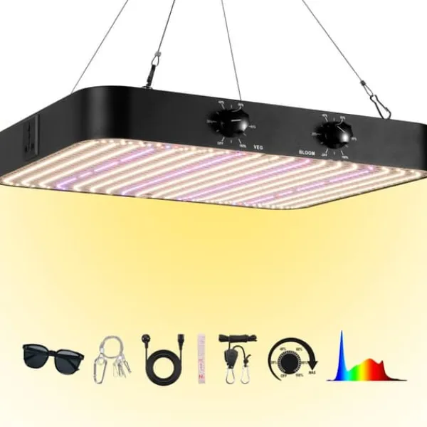 LED Växtlampa, Dubbel Läge, Fullspektrum Belysning,2000W Svart, EU