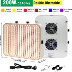 Clearance LED Växtlampa, Full Spektrum, Dimmbar,200W Kit För Växt- & Örtplantering