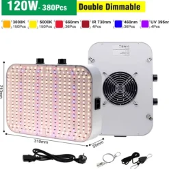 New LED Växtlampa, Hög Effektivitet Design, Mångsidigt Ljus Spektrum,120W Kit För Växt- & Örtplantering