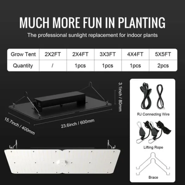 Hot LED-växtlampa, fullspektrum, justerbar ljusstyrka,300W Kit För Växt- & Örtplantering
