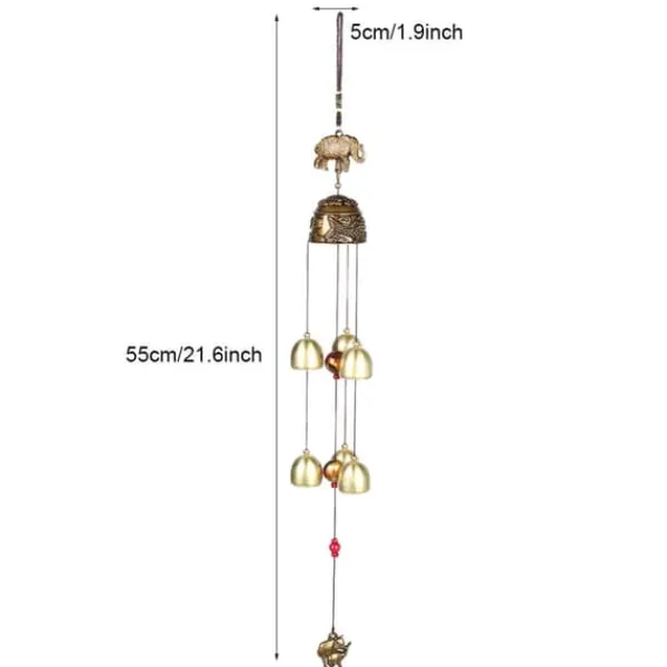 Clearance Lycka till Feng Shui Color Elephant Wind Chimes - Kinesisk heminredning Vinddekoration