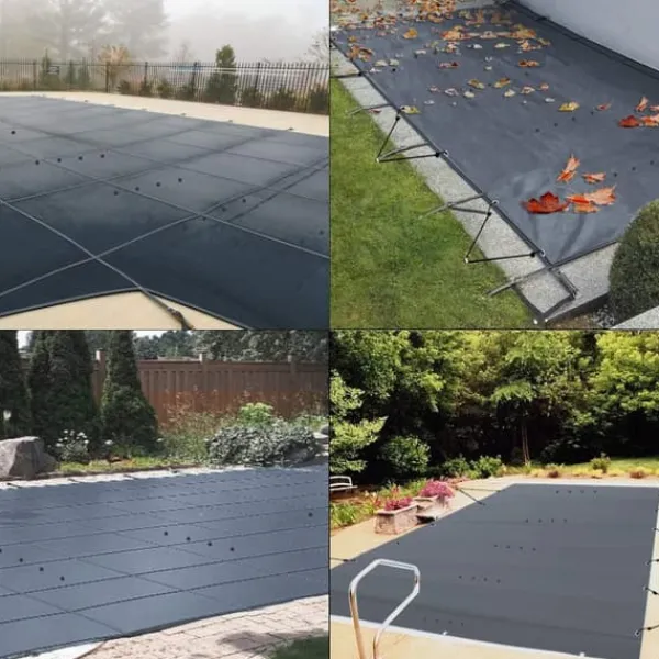 New 4m x 8m poolskydd, pool säkerhetsskydd, slitstarkt PVC-material, förbättrad säkerhet, skyddad mot skräp och löv, lätt att installera Pool- & Spatillbehör