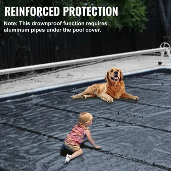 3,5m x 6m poolskydd, pool säkerhetsskydd, slitstarkt PVC-material, förbättrad säkerhet, skyddad mot skräp och löv, lätt att installera
