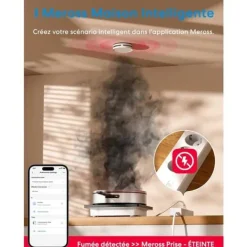 Best Meross Matter Ansluten Rökdetektor med Wi-Fi Larm och Dubbel Optisk Sensor Rök- & Koloxiddetektorer