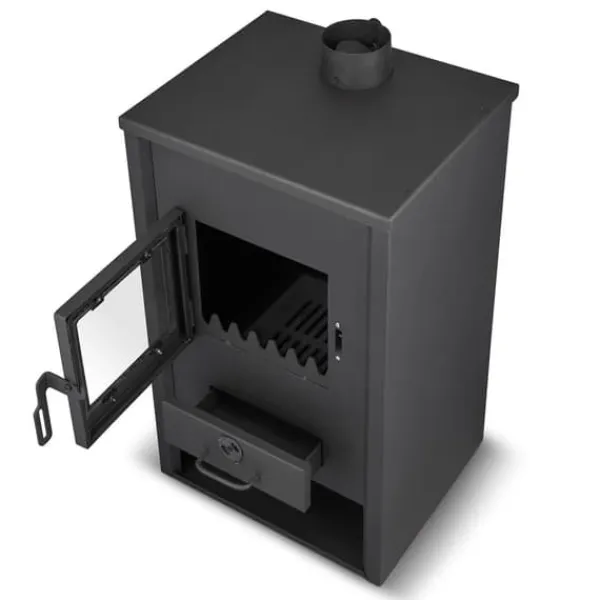 New Mångsidig vedspis med vattenmantel - 15 kW, lämplig för öppna & slutna system Vedeldade Kaminer