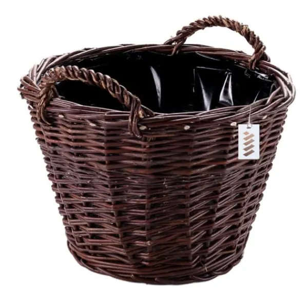 Clearance Mörk rottingkorg för skörd av frukt, grönsaker, potatis, blomkruka, rökt ballong, 45 cm, utan insats Trädgårdskorgar