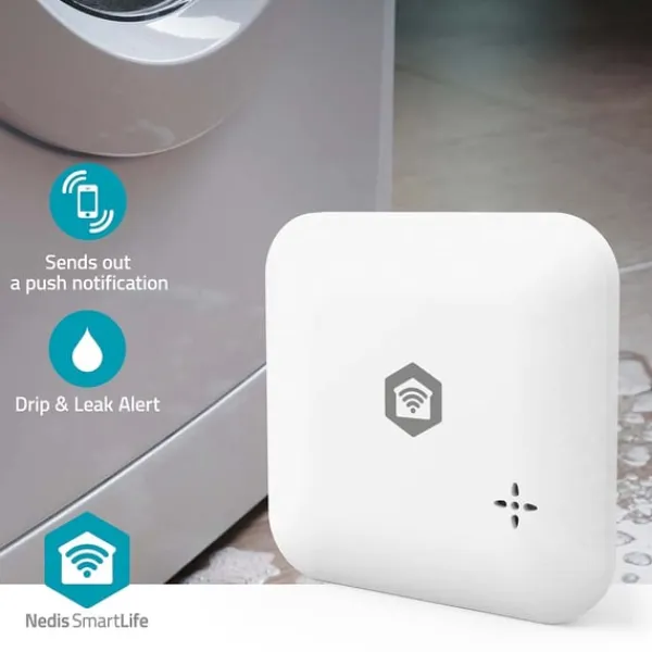 Outlet Nedis SmartLife Water Detector | Wi-Fi | Batteridriven | Förlängning ingår | Max. batteritid: 24 Månader | 80 dB | Vit Läckagedetektorer
