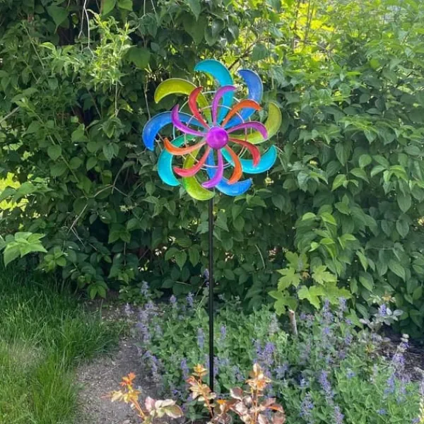 OBOSOE Färgglad Vindspel 124 x 30 cm – Roterande Vindsnurra Trädgårdsdekoration Vindmölla