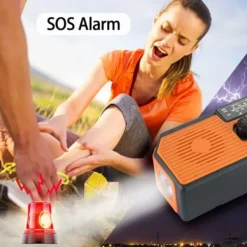 OBOSOE Nödradio Vevradio 5000mAh med Solcell & NOAA, Väderradio med LED-ficklampa för Camping Beredskapsplaner