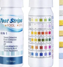 OBOSOE 100-pack 6-i-1 Pool- och Spa-teststickor , Vattentestare - pH, Klor, Alkalinitet, Cyanursyra, Hårdhet