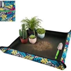 Outlet OBOSOE Planteringsmatta/krukbrickor/Krukfat - Skyddsduk för Omplantering (75x75 cm), Vattentät & Vikbar Krukor & Växtbehållare
