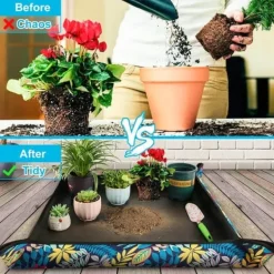 Outlet OBOSOE Planteringsmatta/krukbrickor/Krukfat - Skyddsduk för Omplantering (75x75 cm), Vattentät & Vikbar Krukor & Växtbehållare