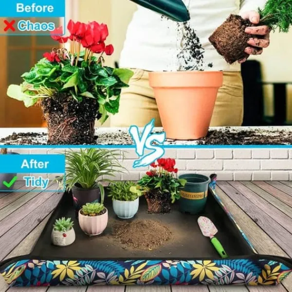 Outlet OBOSOE Planteringsmatta/krukbrickor/Krukfat - Skyddsduk för Omplantering (75x75 cm), Vattentät & Vikbar Krukor & Växtbehållare