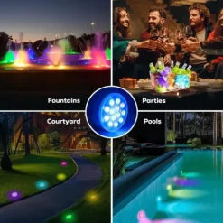 OBOSOE Poolbelysning 2-pack Uppladdningsbara LED Undervattenslampor, IP68 Vattentäta med Fjärrkontroll – För Pool, Spa & Fest
