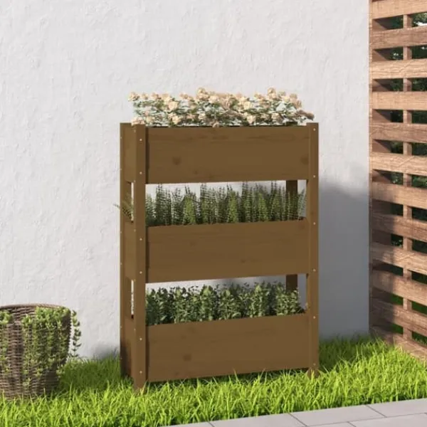 Clearance Odlingslåda honungsbrun 77x25x104,5 cm massiv furu Planteringsbänkar