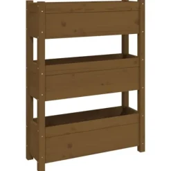 Clearance Odlingslåda honungsbrun 77x25x104,5 cm massiv furu Planteringsbänkar