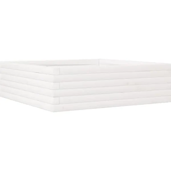 Odlingslåda i massiv furu 80x80x23 cm - Perfekt för blommor och växter | Färg: Vit | Storlek: 80x80x23 cm