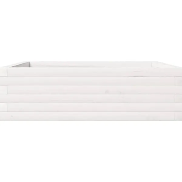 Odlingslåda i massiv furu 80x80x23 cm - Perfekt för blommor och växter | Färg: Vit | Storlek: 80x80x23 cm
