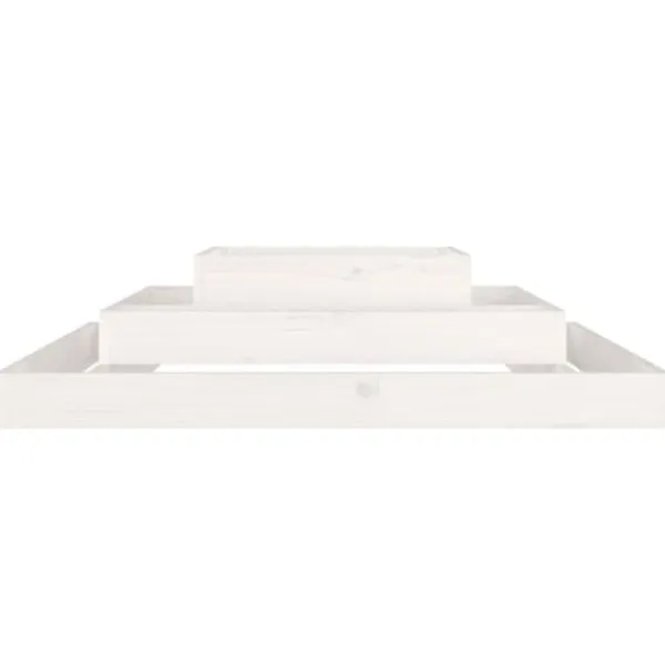 New Odlingslåda i massiv furu - Planteringslåda med 3 våningar | Färg: Vit | Storlek: 110x110x27 cm Planteringsbänkar