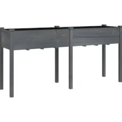 vidaXL Odlingslåda med foder grå 161x45x76 cm massivt granträ