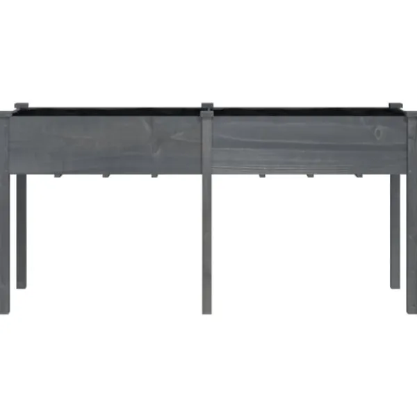vidaXL Odlingslåda med foder grå 161x45x76 cm massivt granträ