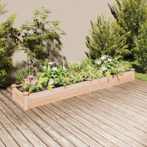 vidaXL Odlingslåda med foder 240x45x25 cm massivt granträ
