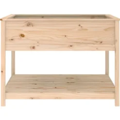 Hot Odlingslåda med hylla i massiv furu - Ergonomisk och stabil | Storlek: 111,5x111,5x81 cm Planteringsbänkar
