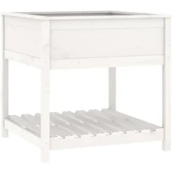 vidaXL Odlingslåda med hylla vit 82,5x82,5x81 cm massiv furu