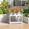 Best Odlingslåda med hylla vit 82,5x82,5x81 cm massiv furu Planteringsbänkar