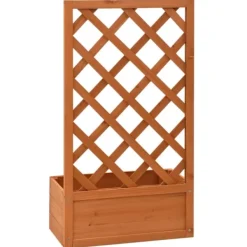 Sale Odlingslåda med spaljé orange 50x25x90 cm massivt granträ Planteringsbänkar