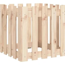 Odlingslåda med staket-design i massiv furu | Storlek: 50x50x50 cm