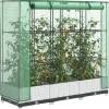 Outlet Odlingslåda med växthusöverdrag rottinglook 120x40x123 cm Växthus