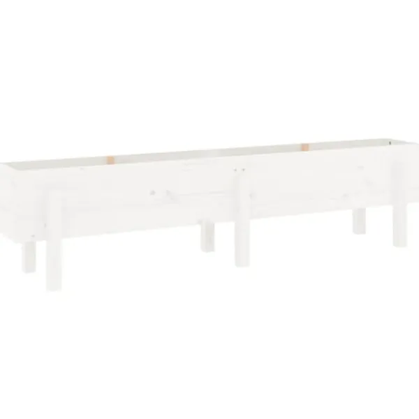 Outlet Odlingslåda på ben 160x30x38 cm vit massiv furu Planteringsbänkar